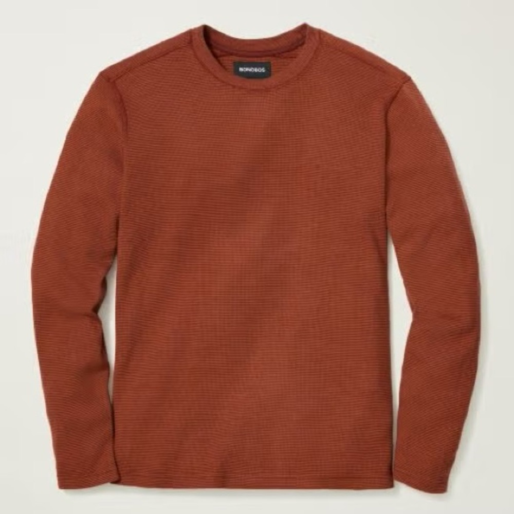 Bonobos Waffle Knit Crew Neck Long Sleeve Shirt - Brick Red, Medium